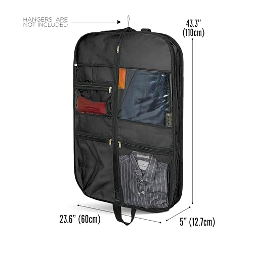 Image of SOLSTICE Suit Cover Big Size with Zip for Men & Coat Cover with Multi-Pockets,Travel Fold Design & Durable Storage - 110x60x12 cm, 120 GSM Fabric (Pack of 2) (BLACK)