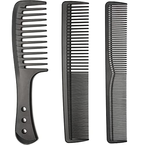 Limko Carbon Fiber Hair Combs Set Anti Static Styling Grooming Comb Heat Resistant Hairdressing Comb(Black-3Pcs) #TOP9