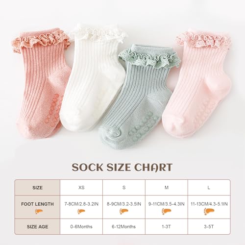 Baby Girl Toddlers Socks with Non-slip Grip Cute Frilly Ruffle Ankle Soft Cotton Newborn Baby Socks for Infant Kids2