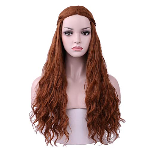 Yilys Long Curly Gradient Color Wig With Braid (Brown)