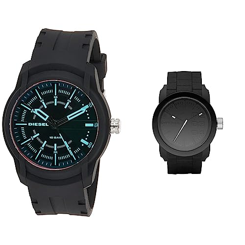 Montre Diesel pour homme Armbar en silicone noir et boîtier polycarbonate 45 mm