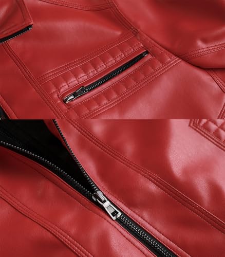 Image of INVACHI Men's Faux Leather Motorcycle Bomber Jacket with Removable Hood