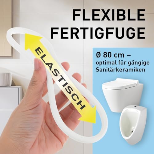 eezee Fugenring 80 cm für WC & Urinal | Die Revolution der Silikonfuge | Schnell montiert, werkzeuglos – Fertigfuge ohne Silikonkartusche | Sauberer Wandanschluss