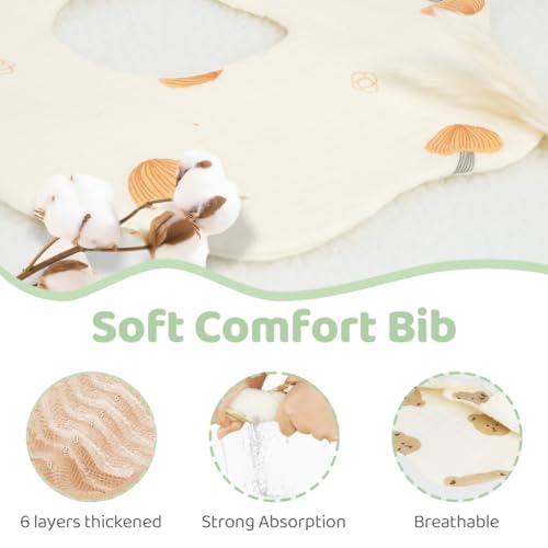 Vicloon Baby Bandana Drool Bibs, 6 Layer Cotton Wave Muslin Baby Bibs with 2 Adjustable Snap - Image 3