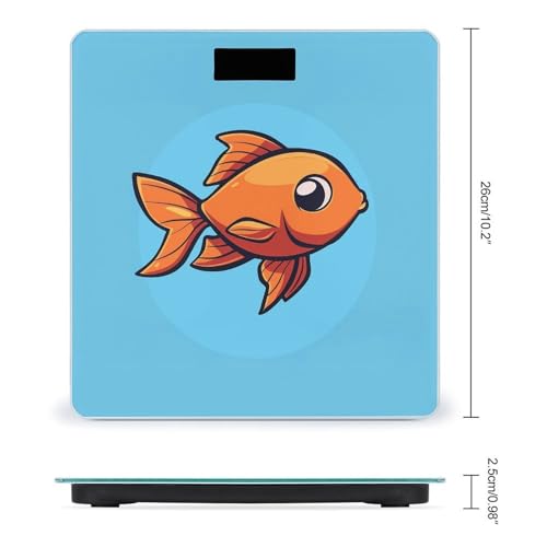 Báscula de baño digital con imagen de pez y vidrio templado miniatura 2