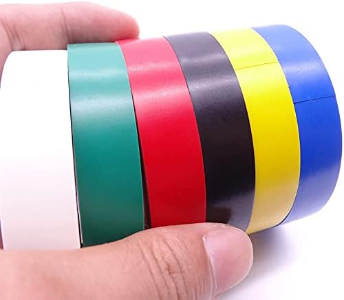 Maveek 6 Pack Mixed Colour Electrical Insulation Tape Adhesive Gaffer Tape