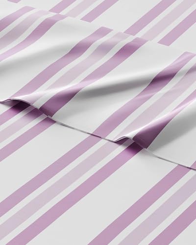 Image of Kids Twin Pink Stripes Bed Sheets - 3 Piece Kids Pink Stripes Sheet Set
