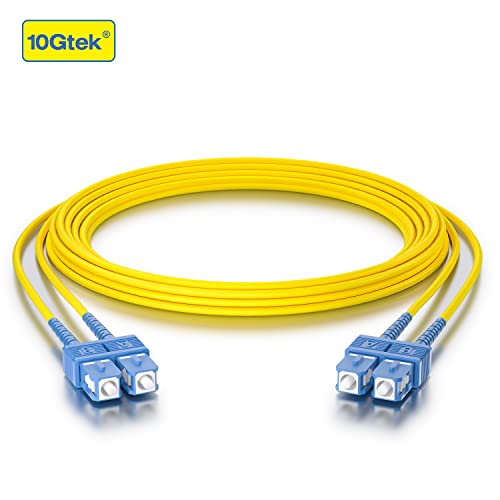 Image of 10Gtek Fiber Patch Cable - SC to SC OS2 10Gb /Gigabit Singlemode Jumper Duplex 9 /125 LSZH Fiber Optic Cord, Yellow, 5-Meter(16.4-ft)