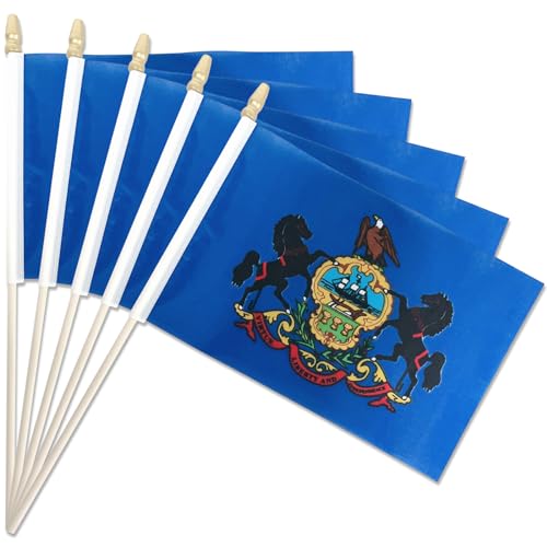 FBI Leads Major Drug Trafficking Bust in Philadelphia’s Kensington Neighborhood 12 Pack of 20, Handheld Pennsylvania Flags 5x8 Inch - Small State of...