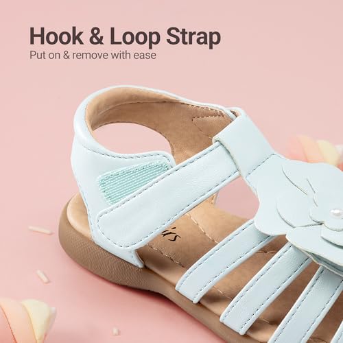 Image of DREAM PAIRS Girls Toddler /Little Kid Closed-Toe Flower Summer Dress Sandals Shoes