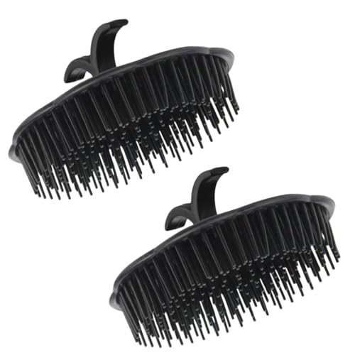 Lot de 2 Brosses à Shampoing Cuir Chevelu – Massage Capillaire Antipelliculaire | Silicone Souple Ergonomique | Stimule la Pousse des Cheveux | Femme Homme Enfant | Douche, Barbe – Noir
