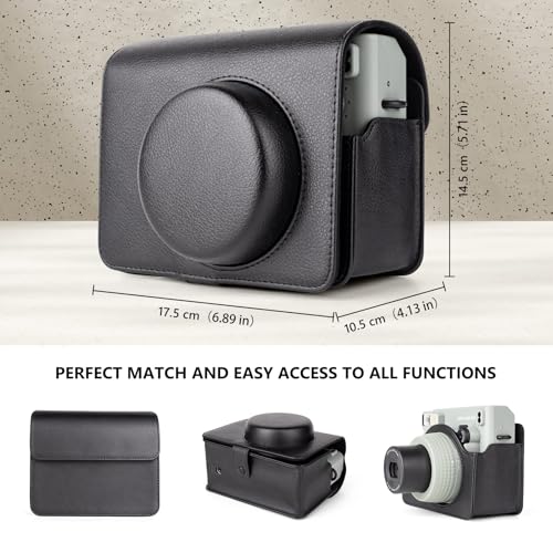 Funda para cámara Fuji WIDE 400 de cuero PU negro miniatura 3