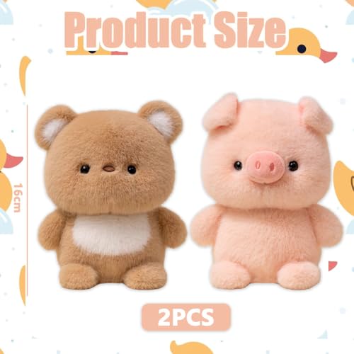 EduPlayte 2 Stück Plüsch Spielzeug, Piggy Plüschpuppe, Fluffy Little Bear, 16cm Nettes Cartoon Plüschtier, Geschenk für Kinder Jungen Mädchen