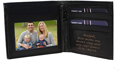 Personalized Deep Brown Leather Bi-fold Wallet Engraved Free - Ships from USA3