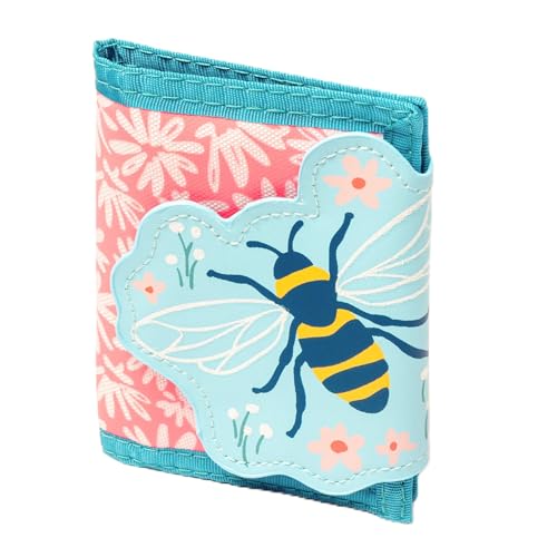 Image of Stephen Joseph, Kids Wallet, Tri-Fold Bi-Fold Wallet for Boys & Girls with Zipper Coin Pocket, Durable Polyester Small Wallet for Kids, Cute Designs for School & Travel, Pink Bee