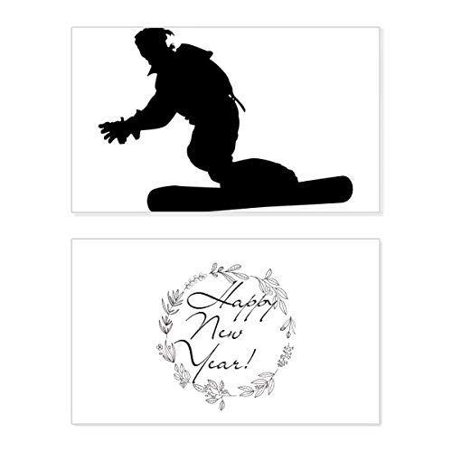 Tarjeta conmemorativa de Año Nuevo para esquiadores y amantes del deporte