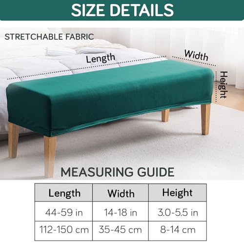 Image of HOKIPO 'SereneSolids' 140 GSM Elastic Stretchable Dining Bench Cover, Teal (AR-6245-TL)