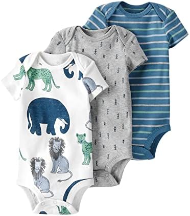 Little Planet Baby 3-Pack Organic Cotton Short-Sleeve Rib, Safari, 12 Months
