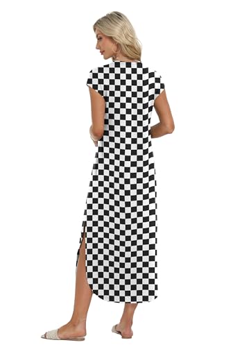 Image of HiMONE Beach Vacation Dresses for Women 2025 Sundress Cap Sleeves Casual Maxi Beach Dress with Pockets XS-2XL