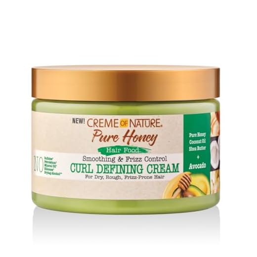 Creme of Nature, Pure Honey Hair Food Aguacate, crema de peinado con aceite de aguacate y miel, define y nutre los rizos, cuidado del cabello rizado y encrespado, sin aclarado, 326ml