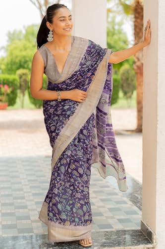 Image of MIRCHI FASHION Women Saree Cotton Blend Kalamkari Printed | Comfortable Office and Regular Daily Use Sari with Unstitched Blouse Piece