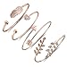Produktbild 4Stück Damen Armband Rosegold Modeschmuck Set für Frauen Mädchen,Verstellbare Manschette Armbänder offenen Draht Armreif Stapelbar Wrap Armkettchen Set Geschenk für Weihnachten Valentinstag Geburtstag