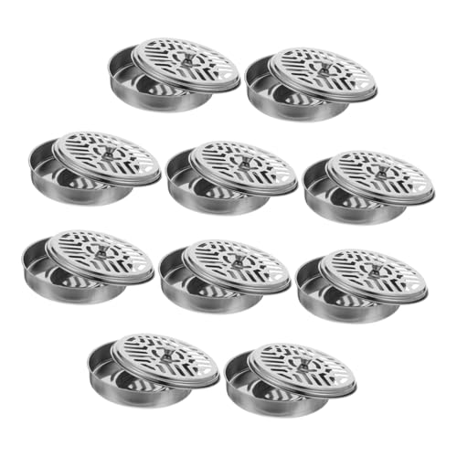 WEKADRIN 10個ポータブルステンレス製蚊取り線香ホルダー 蓋付き香薫灰受けトレイ 室内外キャンプ用多機能蚊除け香立て