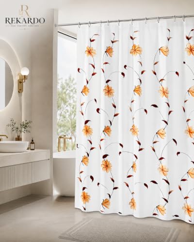 Image of Feelings PVC Waterproof Shower Curtain 54x84 Inch Pattern D with Hooks | Waterproof | PVC Material | 8 Hooks Included | Easy Clean | Durable | Quick Dry | Printed Design