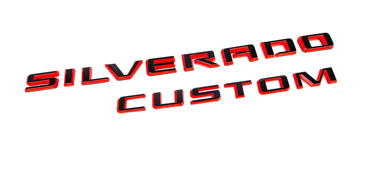 Replacement for 2019-2022 Silverado Custom Tailgate Rear Letter Logo Emblem Badge New Set kit (Redline)