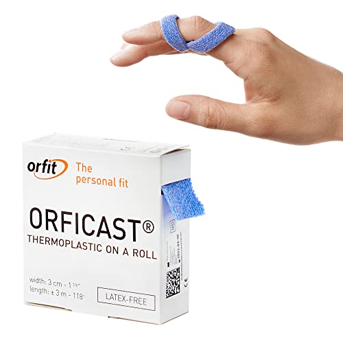 Orficast by Orfit Easy-Form Splinting Material Heat-Activated Thermoplastic Tape for Trigger Finger, Thumb, Arthritis Pain Relief, Hand Support 1â x 9â, Blue, One Roll