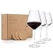 Produktbild BeEco Rotweingläser groß 480ml | Elegant Rotwein-Kelch mit gezogenem Stiel | Öko Kristallglas Weingläser mit Korkplatten | Wine Glasses 3er Set | Tolles Geschenk