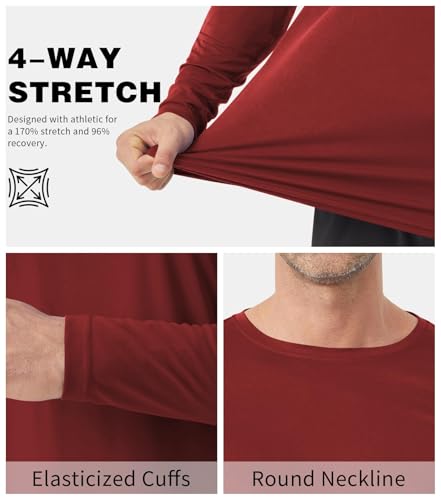 Image of Mens Tall Rash Guard Long Sleeve T Shirts-UPF 50+ Sun Protection Swim Tee