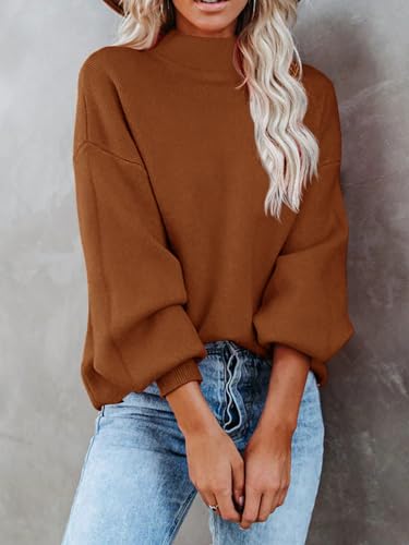 Turtleneck Oversized Sweaters for Women Batwing Long Sleeve Fall Ribbed Knit Pullover Casual Sweater Tunic Tops2