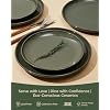 Pokini Santorini Mist Terracotta Reactive Glaze Plates and Bowls Sets, Stoneware Dinnerware Sets, Microwave and Dishwasher Safe Ceramic Dish Set Service for 4, Blackish Green