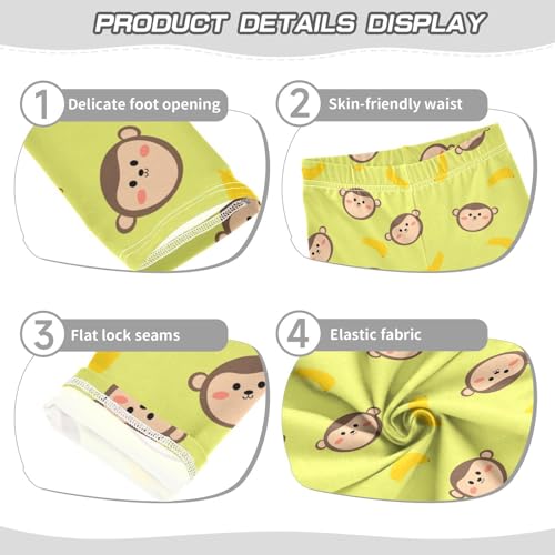 Girls Basic Leggings Baby Girls Pants Monkey Banana Soft Footless Stretchy Tights Pants 4-10Y3