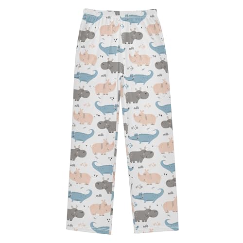 Crocodile Hippo Love Heart Boys Long Pants Soft Trousers Elastic Waist Kids Lounge Bottoms with Pockets S-XL