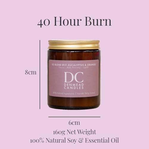 Eucalyptus & Orange Essential Oil Candle for Aromatherapy | Denmead Candles Blend 17 Focus - All Natural Candle, Non-Toxic, Chemical-Free, Hand-Poured, 160g - Image 4
