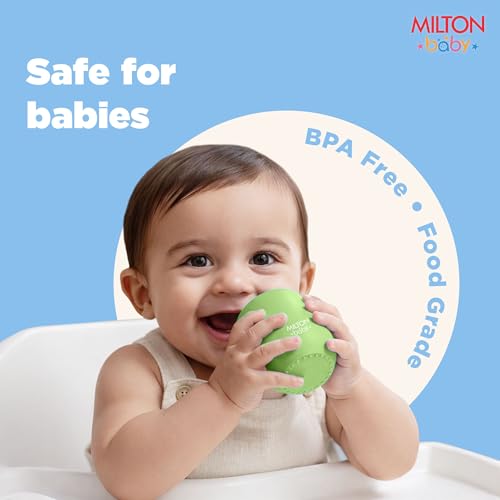Image of MILTON baby Silicone Tumbler with Spoon I Baby & Toddler Training Cup & Spoon I BPA Free- 100% Food Grade I Weighted Base to Prevent Tip-Overs I Anti Slip Bottom I Gentle on Tender Gums I Mint Green