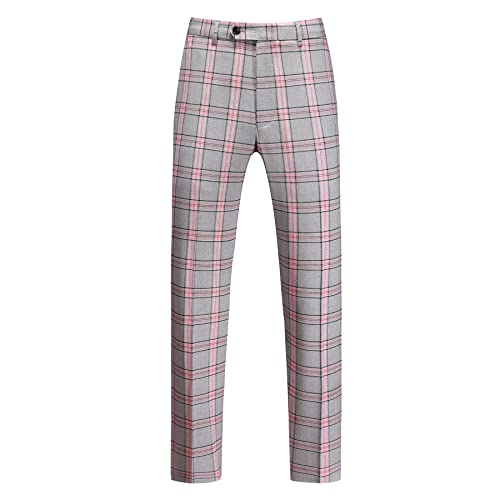 MOGU Men's Slim Fit Plaid Suit Set – Sport Coat Blazer, Vest & Pants (Each Sold Separately) for Wedding, Prom & Party