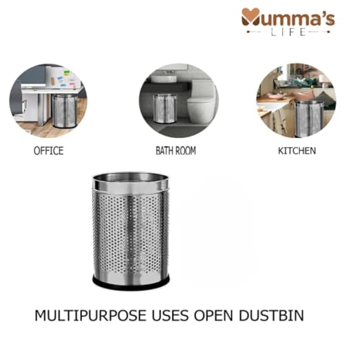 Image of Mumma's LIFE Stainless Steel Open Perforated Dustbin Without Lid| Garbage Bin Pack of 2 (Perforated Dustbin Pack Of 2 (9+18 Litre))