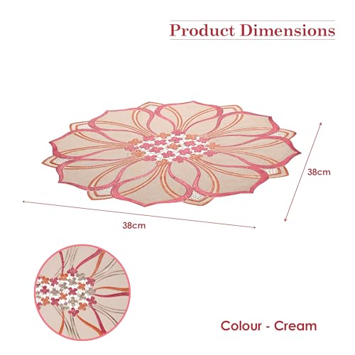 Image of Kuber Industries 4 Pcs Set PVC Round Side Table Mats | Reusable Dining Table Mat for Party, Wedding and Family Functions | Multi Leaf Design - Golden