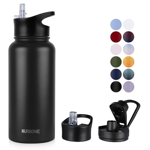 MURBONE 1L Insulated Water Bottle, Black