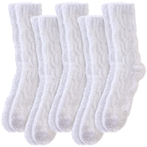 Image of LANLEO Fuzzy Socks for Women Soft Cozy Fluffy Slipper Winter Warm Microfiber Plush Sleeping Socks