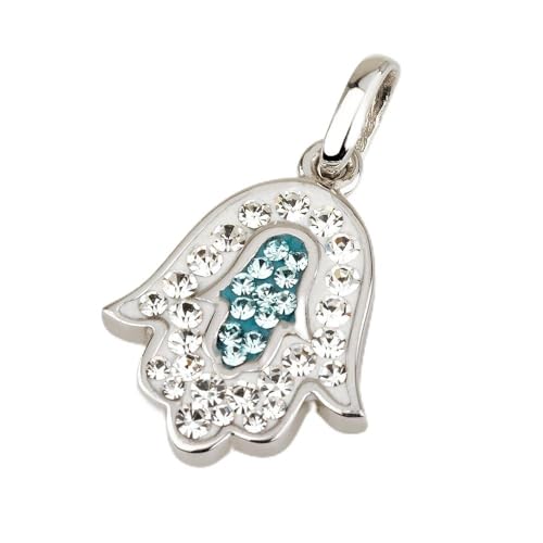 Pendentif Hamsa argent 925 et pierres bleues d'exception avec sa chaîne raffinée