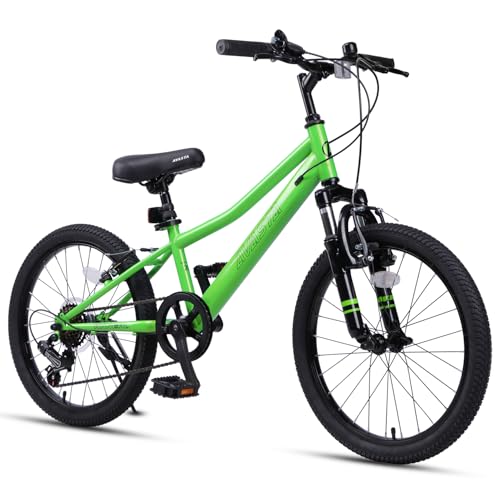 AVASTA 20'' Big Kids Mountain Bike for Age 6 7 8 9 10 11 12 Years Old Boys Girls Teen with Suspension Fork Front & Rear Dual Hand Brakes 6 Speeds Drivetrain, Green
