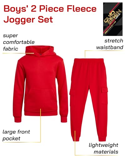Image of Quad Seven Boys Sweat Suit Set - 2 Piece Soft Fleece Pullover Hoodies and Athletic Cargo Jogger Sweatpants for Boys (5-18)