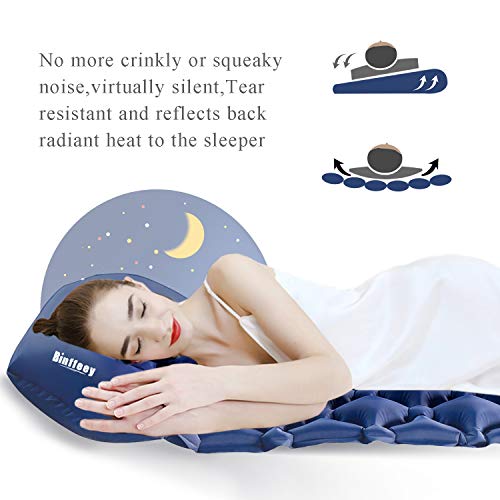 Binffeey Sleeping Pad for Camping - Sleeping Pads for Backpacking Inflatable Sleeping Pad with Pillow, Lightweight Camping Pad Portable Air Sleeping Mat for Backpacking Hiking Traveling