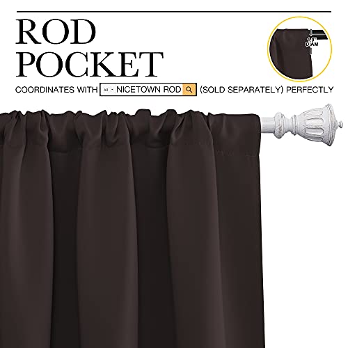 NICETOWN Bedroom Curtains Thermal Insulated, Noise Reducing Curtains & Drapes for Small Kitchen Window, Privacy Draperies (Toffee Brown, 34" Wide x 63" Long, 2 PCs) - image 3