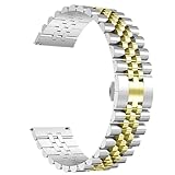 SKPVPOKOYL pulsera cómoda y duradera unisex de la pulsera del metal de la correa del acero inoxidable de 20m m 22m m(Silver gold,20mm)