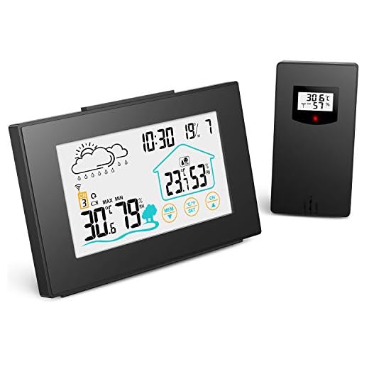 Quntis Estacion Meteorologica Interior Exterior, Estación Meteorológica Inalámbrica con Sensor Exterior Pantalla Táctil, Termometro Digital con Pronóstico de Tiempo,3 Canales,Hora,Despertador- Negro